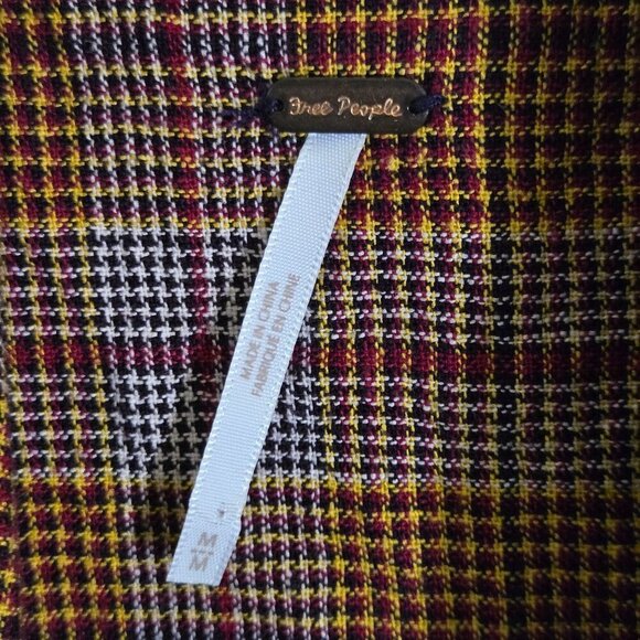 Free People Simply Plaid Relaxed Unstructured Linen Blazer Plaid Pockets Size M - Picture 11 of 12